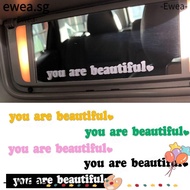 EWEA Rearview Mirror Decal, Self-Adhesive You Are Beautiful Car Mirror Stickers, Wall Decal Gift English Letter Vinyl Auto Mirror Stickers Laptop Computer