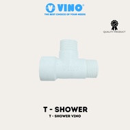 T SHOWERVINO - Plastic T Shower Connection - Pipe Connection - White White/
