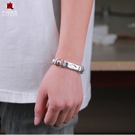 Dazhuo Handmade Takahashi Goro Goros Fine Silver Lock Five-Mesh Leather Bracelet Japanese Goros Male