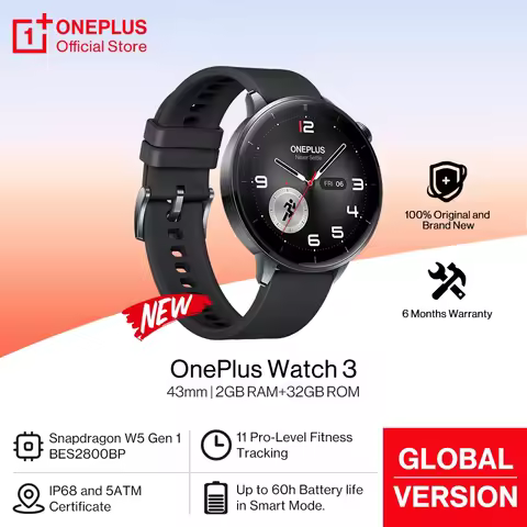Global Version OnePlus Watch 3 43mm Smart Watch 1.32" AMOLED Display Up to 60h Battery Life Wear OS 