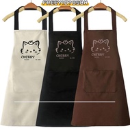 FREEYIO785BH Kitchen Apron, Waterproof Cartoon Cats Printing Workwear Apron, Cute Oil Proof Easy To 