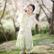 Hanfu Girls Style Ancient Costume Children New Chinese Style Tang Costume Ancient Style Three Sets A