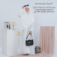 Amanda Syar'i Set French Khimar Gamis Umrah & Hajj Crinkle Airflow Premium Teenager Princess and For