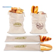 PEK-Homemade Reusable Linen Bread French Baguette Drawstring Kitchen Storage Bag