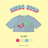 (inci.bkk) KIDDO CROP เสื้อครอปknit แต่งตะเข็บ ดีเทลปักมือ ลายดอกไม้ ผีเสื้อ