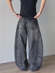 【Free Returns】 2025 Cyber Y2K Streetwear Washed Black Baggy Ripped Jeans Pants For Men Clothing Wide