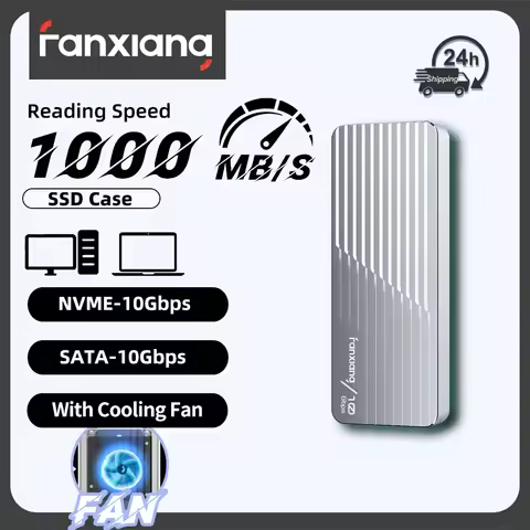 Fanxiang MD85 M.2 SSD Enclosure 10Gbps NVMe/NGFF-SATA Dual Protocol USB 3.2 Gen2 Type C SSD Case Wit