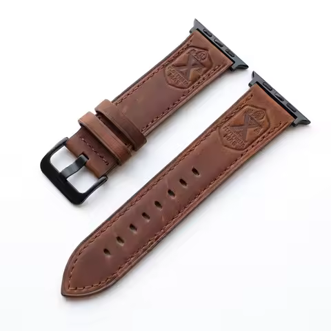 Vintage Italian Navy Crazy Horse Leather Watch Strap Compatible with Apple Watch Ultra 2/1 S10/9 49 
