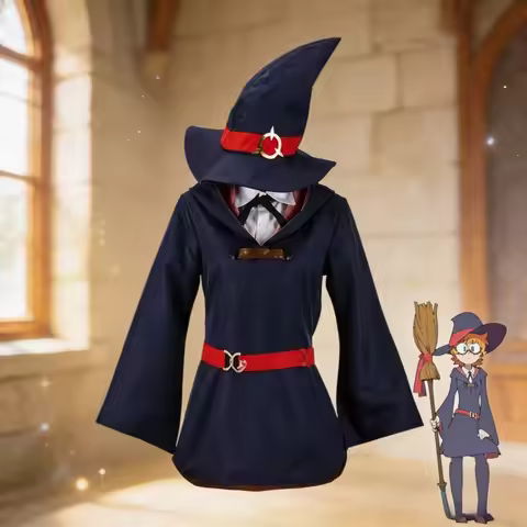 Little Witch Academia Cosplay Costume Ako Kagari Sucy Manbavaran Lotte Jansson Hat Anime Female Comi