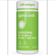 ✨️พร้อมส่ง✨️UpNourish Liposomal D3 K2 Vitamin 10000 IU - 180 Mini Softgels