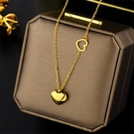 Pure Ang 18k Saudi Gold Pawnable Gold Long Double Love Heart Collar Necklace