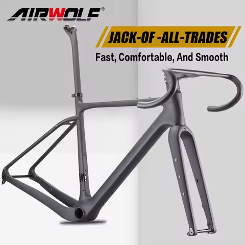 Airwolf 700*45C T1100 Carbon Gravel Bike Frame Disc Brake Aero BB386 Carbon Gravel Bicycle Frameset 