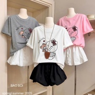 Beautiful women's dress set, kitty print shirt set mixed with super hot rough skirt N222(Z2)