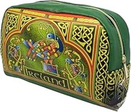 Royal Tara Celtic Peacock Cosmetic Bag Large Zippered Pocket 100% PU Leather 9.05" Pouch Travel Cosm