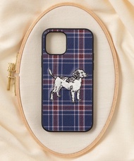 立體刺繡手機殼 iPhone 12/12pro PBAT PU合成皮革 狗狗x海軍藍