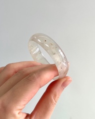 冰玻種 天然翡翠 緬甸 A玉 玉鐲 • 玻璃種灑紅金釵翡翠貴妃鐲