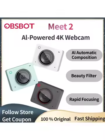 OBSBOT Meet 2 AI-Powered 4K Webcam with Autofocus Gesture Control Noise Reduction for Live Streaming