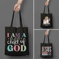 Cisel Black Tote Bag THICK Canvas Bag Zipper Quotes Christian Spiritual Church Size 30x40 Cisel Coll