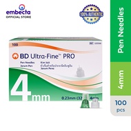 BD Ultra Fine PRO Pen Needle 4mm x 32G (Box of 100's)