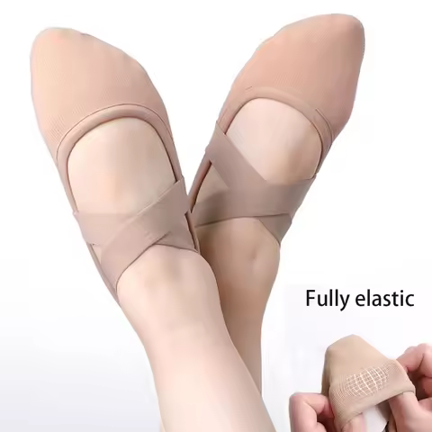 Girls Women Ballet Dance Shoes Fully Elastic Fabric Slippers Single Shoelace Two-ways of Lacing Ball