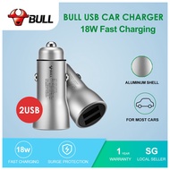 Bull Dual USB Vehicle Phone Charger 2USB HUB Power Adapter 18W Fast Charging Car Charger