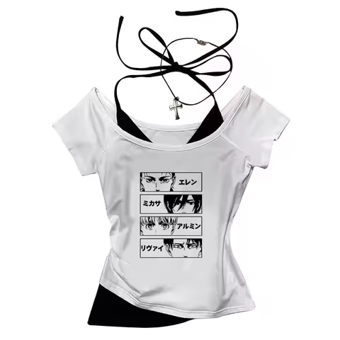 Attack on Titan cropped top female scene harajuku grunge cute kawaii t-shirt funny alternative kawai