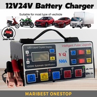 500A 12v/24v Lorry Motorcycle Car Battery Charger Heavy Duty Pengecas Bateri Kereta Motor Charger Ba
