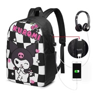 Sanrio Kuromi Backpack Laptop USB Charging Backpack 17 Inch Travel Backpack School Bag Large Capacity Student School Bag