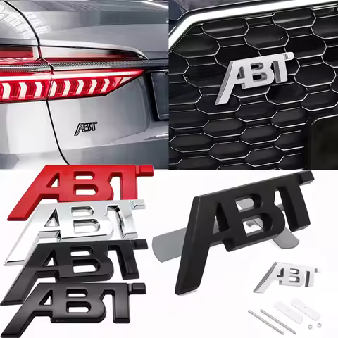 3D Metal ABT Logo Front Grill Side Fender Badge Rear Trunk Boot Emblem Car Sticker For VW Audi A3 A4