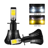 2X H1/H3/H4/H7/H8/H9/9005/9006/880 3000K Yellow 6000K White Fog Lights Bulbs Dual Color Lamps