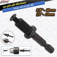 Hexagonal adapter to drill chuck 10mm (9.5mm thread) and 13mm (12.7mm thread) Good quality, screw to