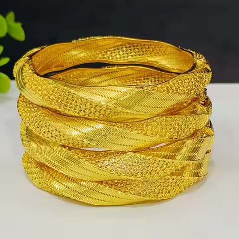 Luxury Dubai Gold Color 4PCS Bangle For Women African Jewellery Indian Wedding Designer