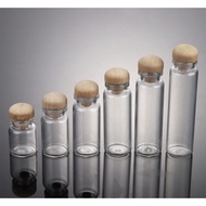 KAYU Round Wooden Lid Glass Cup Bottle - 22mm (1Dozen Pack) - Y109