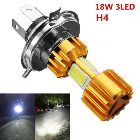 COB 18W H4 Connect LED Motorcycle White Light Headlight Bulb 2000LM 6000K High / Low Beam Light Newe