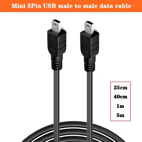 25cm 40cm 1m 5m Mini 5-Pin USB Male to Male Data Cable, V3 Mini T-Shaped Port, Computer Synchronizer