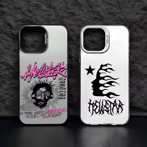 H-HellstarS Fashion Logo Phone Case For IPhone 17 16 15 14 13 12 11 Pro Max Black Purple Matte Laser