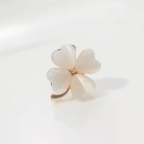 Opal Green Four Leaf Clover Lapel Hijab Pin Small Lovely New Plant Cat Fish Wing Brooches Pin Badge 
