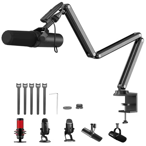 KUXIU Aluminium Microphone Stand Boom Arm for RODE Mic/Shure Mic,for Desktop Podcasting,Recording,St