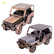 KING Wrought Iron Electroplating Jeepney Mini Vintage Metal Car Model Home Office Desktop Decoration