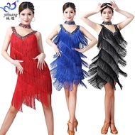 Latin Dance Dress Fringed Skirt Stage Competition Dress Dress Latin Dance Dress Sleeveless Sequin Pe