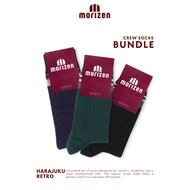MORIZEN - Retro Harajuku Striped Crew Socks Bundling Package Crew Socks Men Socks