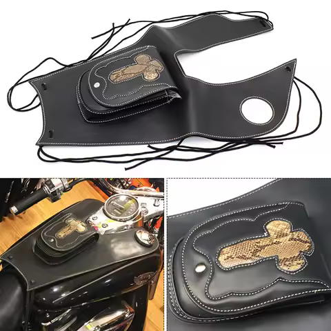 Black Motorcycle PU Leather Right Tank Cap Panel Cover Bag Tank Bags For Honda Shadow VT750 C2 C4 RC
