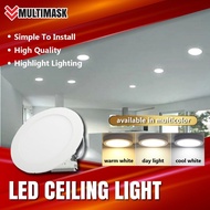 Ready Stock LED Ceiling DOWNLIGHT 7W/9W/12W/18W/24W ROUND RECESSED LED PANEL LIGHT Modern Led Ceiling White Lights Led Light For Room Ceiling Lamp Fixture For Living Room Kitchen Bedroom