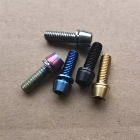 2/ 6/ 12/ 24pcs Titanium Bolt M5X16 M5X18 M5X20mm Cone Head with Gasket Washer Bicycle Stem Screws T
