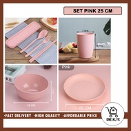 PERALATAN Wheat Straw Tableware Set 25cm- Wheat Straw Fiber Dinnerware Set - Bowl Set Plate Set Glas