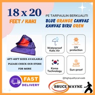 18X20FT Blue Orange Waterproof Canvas Tarpaulin Sheet Canopy Camping Kanvas Khemah,Pasar Malam Cover