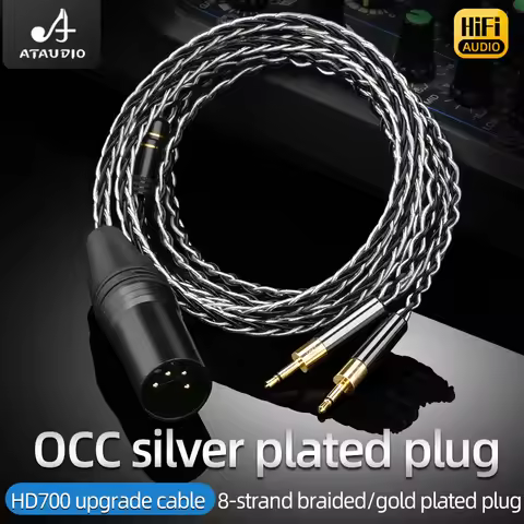 ATAUDIO HiFi Headphone Cable 8 Shares OCC Silver Plated Core HD700 Headset 4pin for HD700 Amplifer