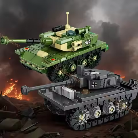 Classic Military-themed Building Set with Tanks and Ships for Children-perfect Holiday Gift Set Feat