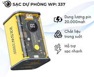Pin Sạc Dự Phòng Trong Suốt Sạc Dự Phòng Wekome WP-337 Dung Lượng Lớn 20000mAh Tích Hợp 2 Cổng Sạc H