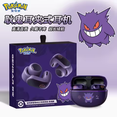 Pokemon Mr37 Gengar Anime Bluetooth Clip-On Earphones High-Definition Audio Wireless Games Headset A